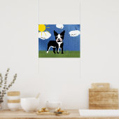 Cartoon Boston Terrier Poster (Keuken)