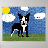 Cartoon Boston Terrier Poster (Voorkant)