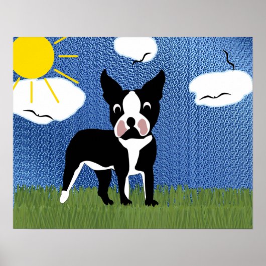Cartoon Boston Terrier Poster (Voorkant)
