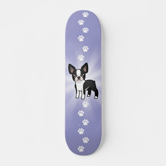 Cartoon Boston Terrier Skateboard (Voorkant)