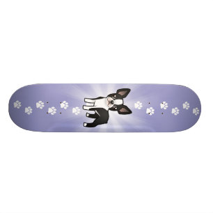 Cartoon Boston Terrier Skateboard