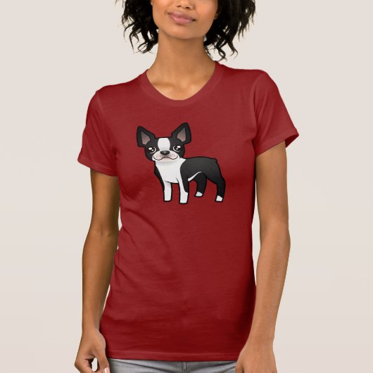 Cartoon Boston Terrier T-shirt (Voorkant)