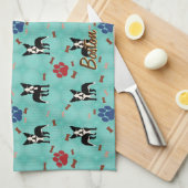 Cartoon Boston Terrier Theedoek (Quarter Fold)