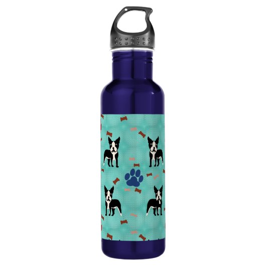 Cartoon Boston Terrier Waterfles (Voorkant)