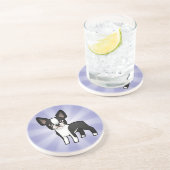 Cartoon Boston Terrier Zandsteen Onderzetter (Zijkant)