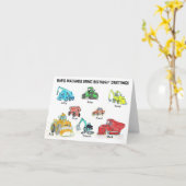 Cartoon bouwmachines Verjaardag Kaart (Gele Bloem)