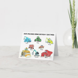 Cartoon bouwmachines Verjaardag Kaart