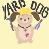 Cartoon bouwvakker Yard Dog Sticker (Voorkant)