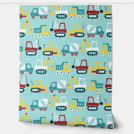 Cartoon Bouwvoertuigen Behang