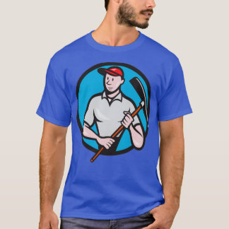 Cartoon bouwwerker Pickaxe Circle T-shirt