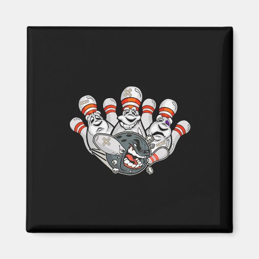 Cartoon Bowler Bang Bowling Pins Funny Sport Hal Magneet (Voorkant)