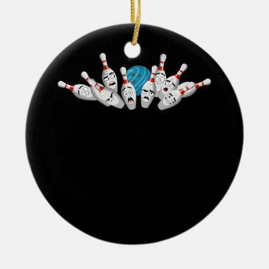 Cartoon Bowling Bang Bowling Pins Funny Sport Bo Keramisch Ornament (Voorkant)