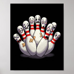 Cartoon Bowling Bang Bowling Pins Funny Sport Bo Poster