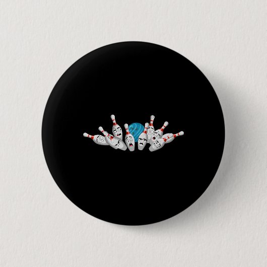 Cartoon Bowling Bang Bowling Pins Funny Sport Bo Ronde Button 5,7 Cm (Voorkant)