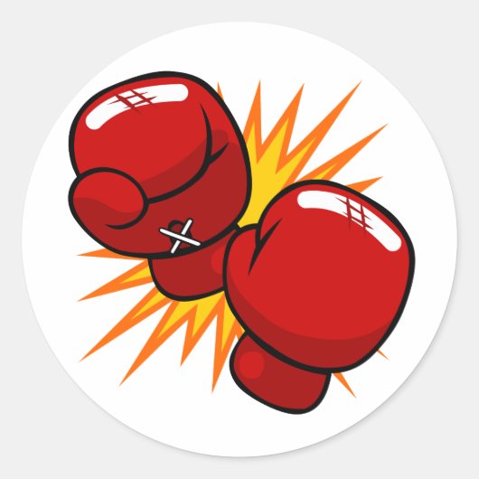 Cartoon Boxing-handschoenen Ronde Sticker (Voorkant)