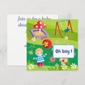 cartoon Boy Baby shower Uitnodiging (Voorkant / Achterkant)