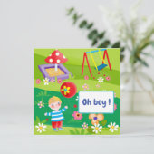 cartoon Boy Baby shower Uitnodiging (Staand voorkant)