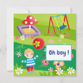 cartoon Boy Baby shower Uitnodiging
