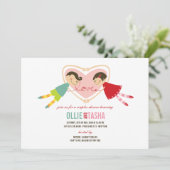 Cartoon Boy Girl Love Heart Couples Wedding Shower Kaart (Staand voorkant)