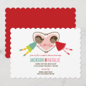 Cartoon Boy Girl Love Heart Couples Wedding Shower Kaart (Voorkant / Achterkant)