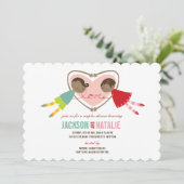 Cartoon Boy Girl Love Heart Couples Wedding Shower Kaart (Staand voorkant)