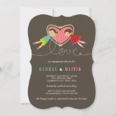 Cartoon Boy Girl Love Verloving Shower Invite Kaart (Voorkant)