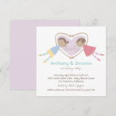 Cartoon Boy Hearts Girl Love Couples Baby shower Kaart (Voorkant / Achterkant)