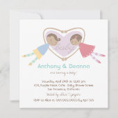 Cartoon Boy Hearts Girl Love Couples Baby shower Kaart (Voorkant)