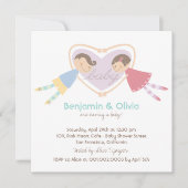 Cartoon Boy Hearts Girl Love Couples Baby shower Kaart (Voorkant)