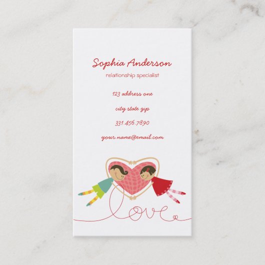 Cartoon Boy Hearts Girl Love Cute Profile Card / Visitekaartje (Voorkant)