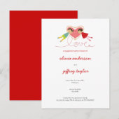 Cartoon Boy Hearts Girl Love Invitation Briefkaart (Voorkant / Achterkant)