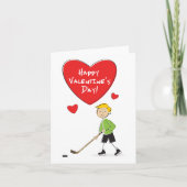 Cartoon Boy Hockey Valentijns Card Feestdagen Kaart (Voorkant)