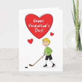 Cartoon Boy Hockey Valentijns Card Feestdagen Kaart