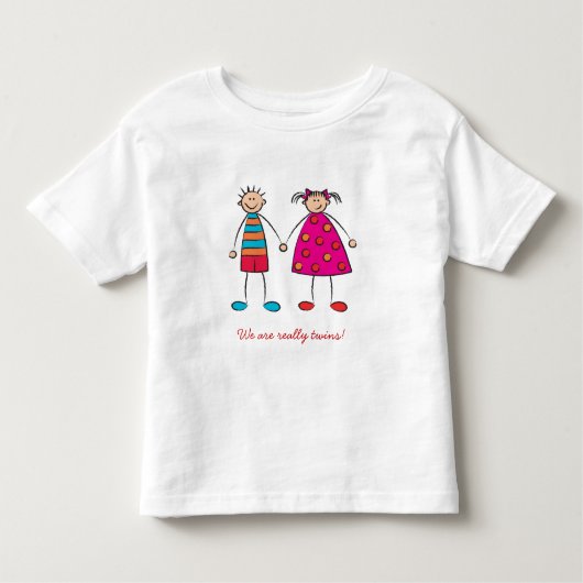 Cartoon Boy + Meisje Schattige Twins Fun Custom T- Kinder Shirts (Voorkant)