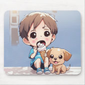 Cartoon Boy Met Ice Cream Cone Muismat (Voorkant)