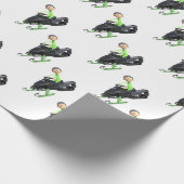 Cartoon Boy op een Snowmobile Cadeaupapier (Hoek)