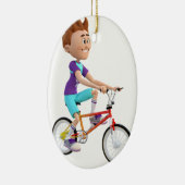 Cartoon Boy Riding A Bike Keramisch Ornament (Rechts)