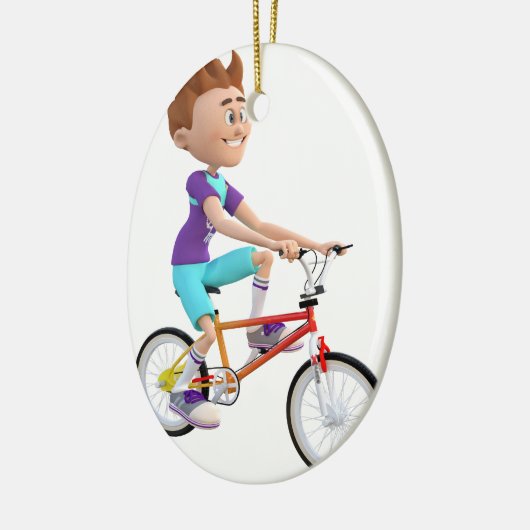 Cartoon Boy Riding A Bike Keramisch Ornament (Links)
