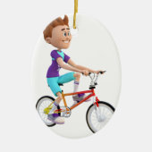 Cartoon Boy Riding A Bike Keramisch Ornament (Voorkant)