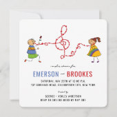 Cartoon Boy Serenades Meisje Foto Koppels Douche Kaart (Voorkant)