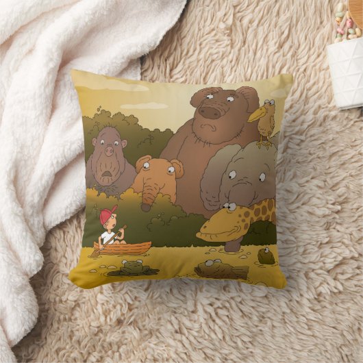 Cartoon Boy Tropical Oerwoud Animal Kussen (Deken)