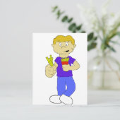 Cartoon Boy With French Fries Briefkaart (Staand voorkant)