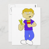 Cartoon Boy With French Fries Briefkaart (Voorkant / Achterkant)