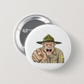 Cartoon boze drilsergeant riep op ronde button 5,7 cm (Voorkant /achterkant)