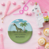 Cartoon Brachiosaurus Dinosaur Kinderverjaardag Papieren Bordje (Feest)