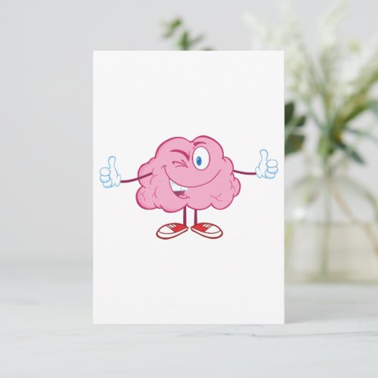 Cartoon Brain Character Invitations Kaart (Staand voorkant)
