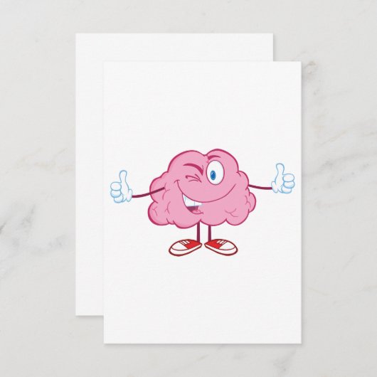 Cartoon Brain Character Invitations Kaart (Voorkant / Achterkant)