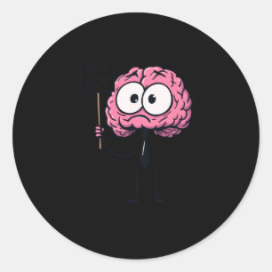 Cartoon Brain Joke Gebruik mij Mannen Vrouwen Brai Ronde Sticker