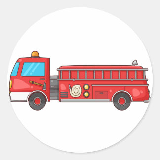 Cartoon Brandwagen/Motor Ronde Sticker