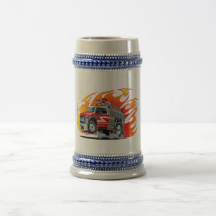 Cartoon brandweerauto bierpul